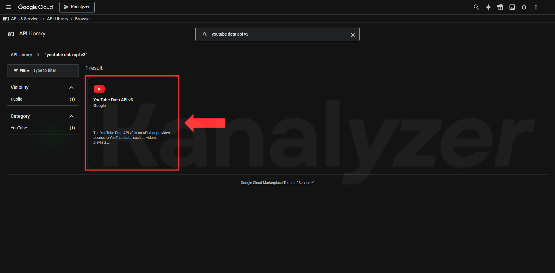 YouTube Data API v3 arama sonucu kartı